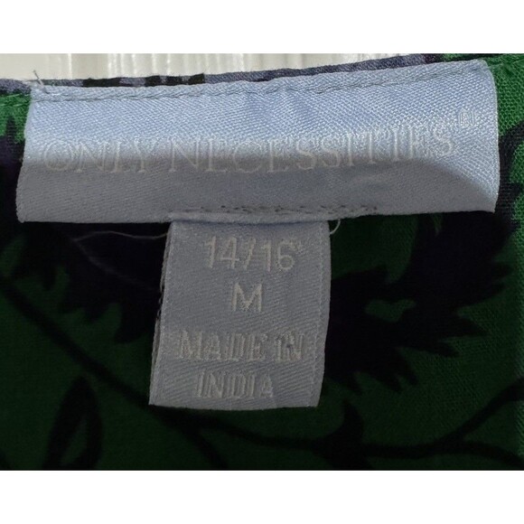 Chic Only Necessities Green Purple Floral Moo Moo Gown BabyDoll Pockets 14/16 - Picture 3 of 5